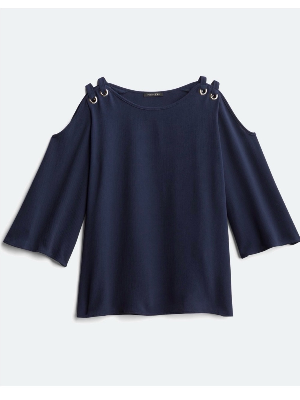Papermoon Navy Cold-Shoulder Top / Blouse with Grommet Details